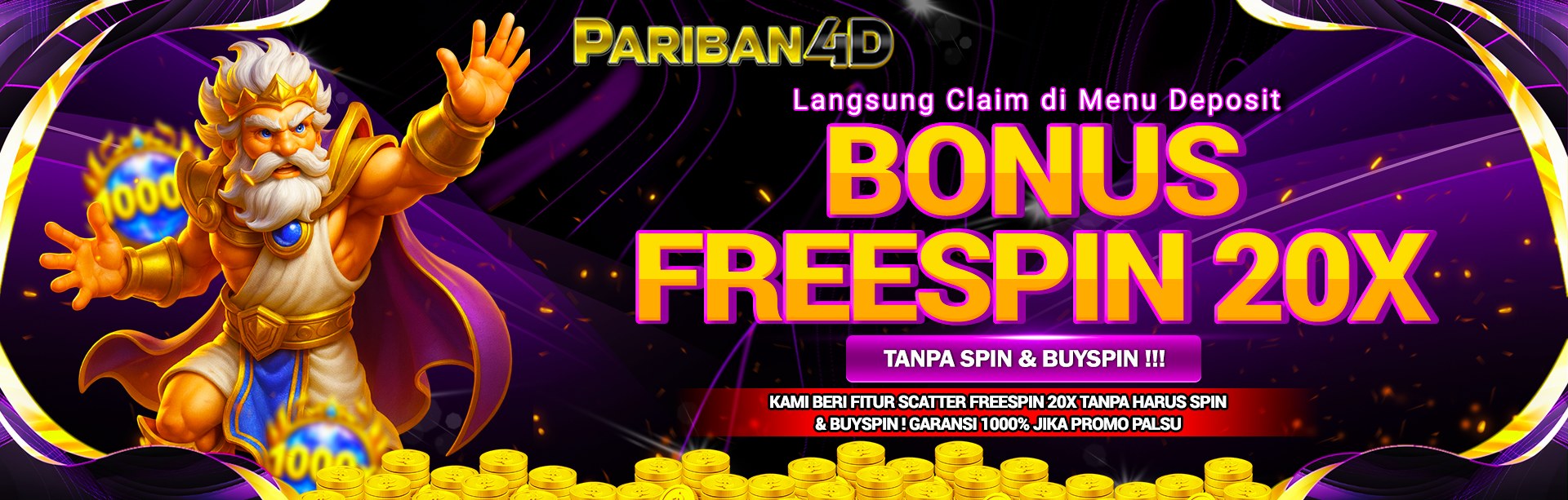 BONUS FREESPIN LANGSUNG "GATES OF OLYMPUS™ ORIGINAL" PARIBAN4D